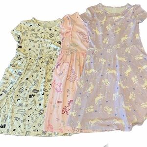 Girls 3-Pack Wonder Nation Dresses Size 10–12 | Unicorn, Cat, Fun Print Cotton